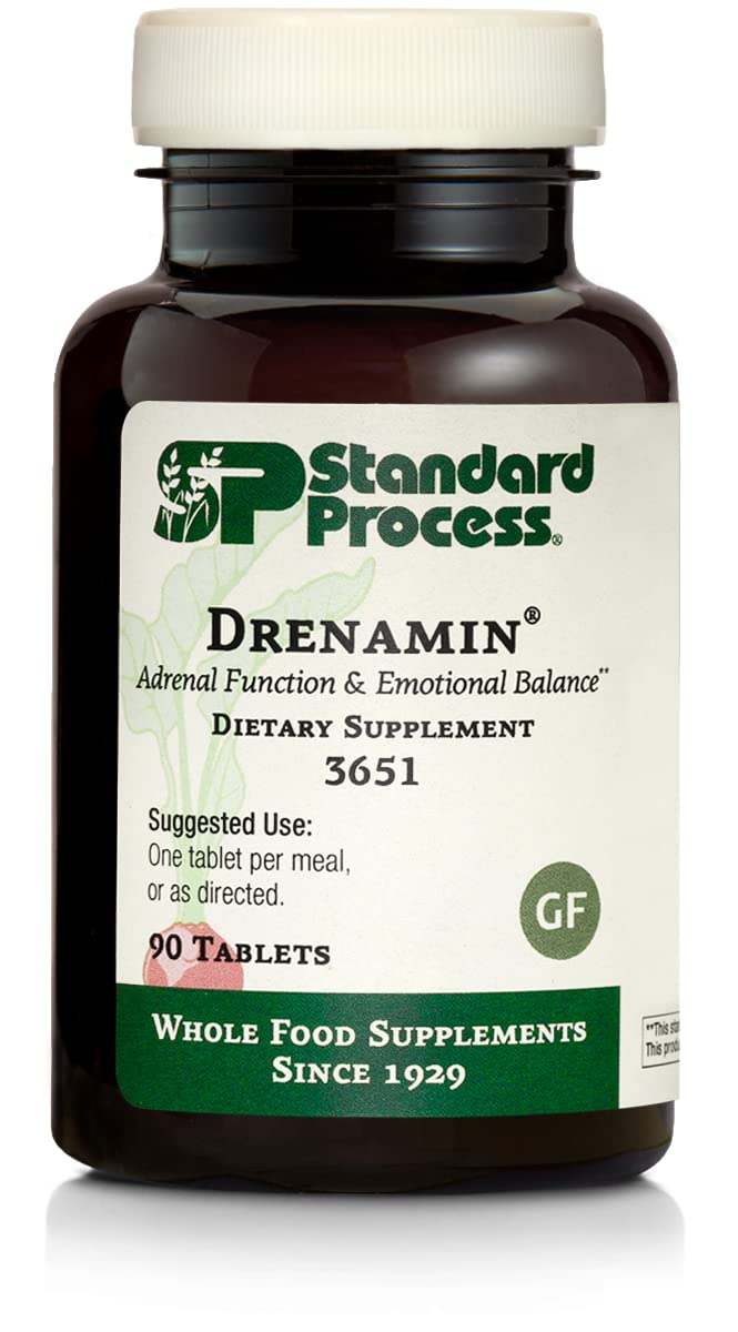 Drenamin Adrenal Support by Standard Process | Gluten-Free, Non-Dairy & Non-Soy | 90 Tablets