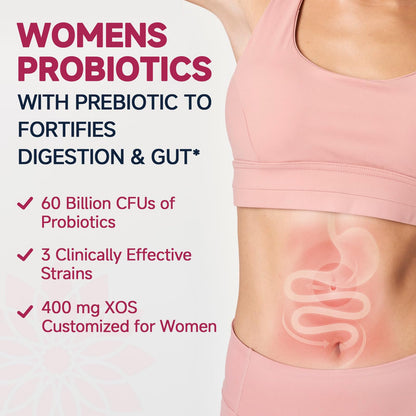 DRFOSTER Vaginal Probiotics for Women – 60B Probiotics, Prebiotic XOS & Cranberry, 90 Vegan Capsules