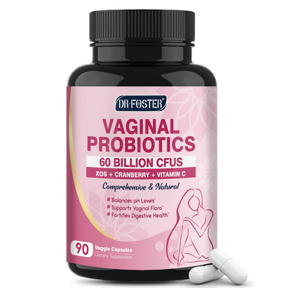 DRFOSTER Vaginal Probiotics for Women – 60B Probiotics, Prebiotic XOS & Cranberry, 90 Vegan Capsules