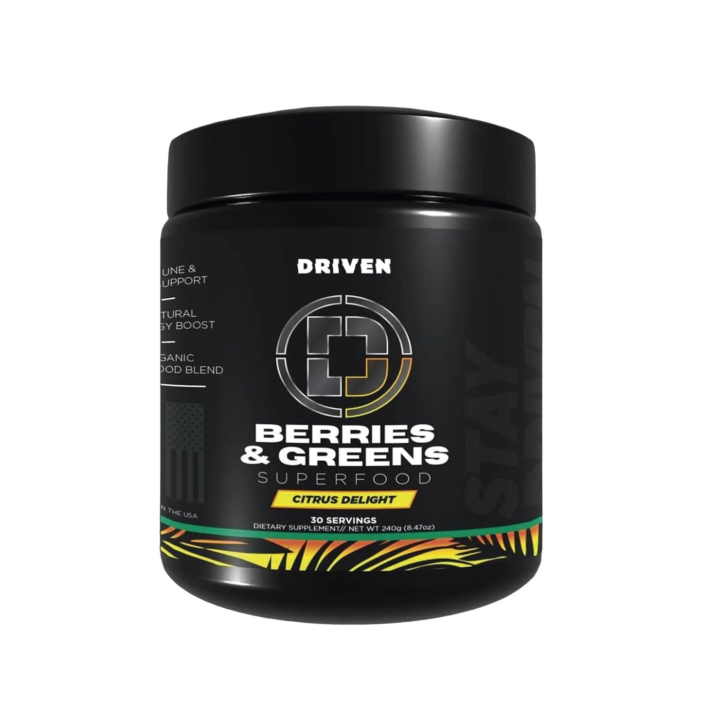 Driven B&G Berries & Greens Superfood Powder – Citrus Delight, 30 Servings