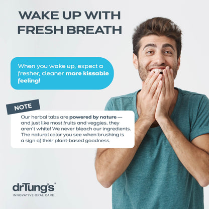 drTung's Herbal Toothpaste Tablets – Spearmint (100 Tabs) | Dry Mouth Relief, Fluoride Free, Vegan, Non-GMO