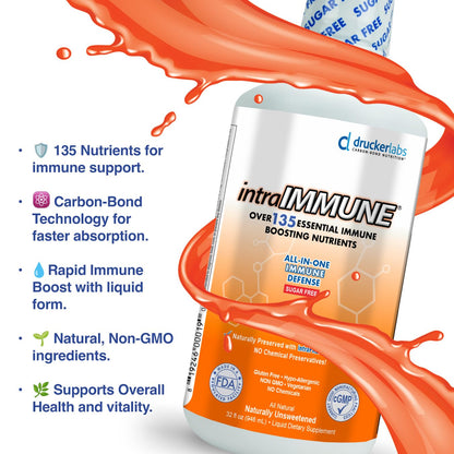 Drucker Labs intraIMMUNE Organic Liquid Immune Support – 32 oz Peach Berry