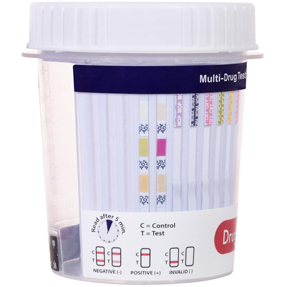 DrugTect 14-Panel Drug Test Cup – 5 Pack | CLIA-Waived Urine Drug Screen with Fentanyl Detection
