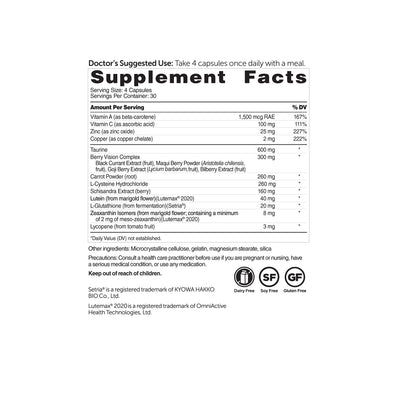 Dr. Whitaker's Vision Essentials Gold – Lutein 40 mg, Zeaxanthin & Taurine (120 capsules)