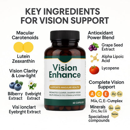 KBSBUBB Vision Enhance Pro – Lutein, Zeaxanthin & Bilberry Carotenoid Blend, 30-Day Supply