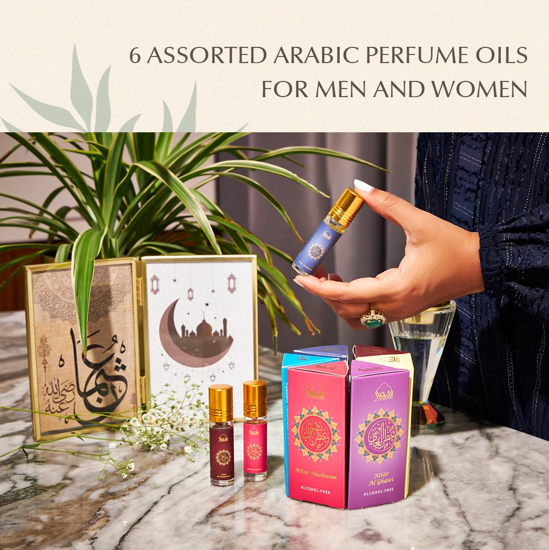 Dukhni Yemeni Attar Oil Set – 6 Arabic Oud Perfume Oils (6ml each) | Alcohol Free & Vegan