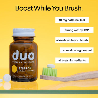 Duo Energy Toothpaste Tablets – Cinnamon Mint Chai | Caffeine + B12 + nHa