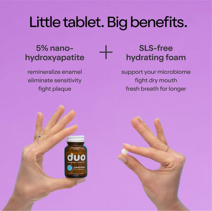 Duo Sleep Toothpaste Tablets with Melatonin & Nano-Hydroxyapatite | Whitening, Remineralize & Sensitivity Relief | Plastic-Free Bottle | Mint-Lavender