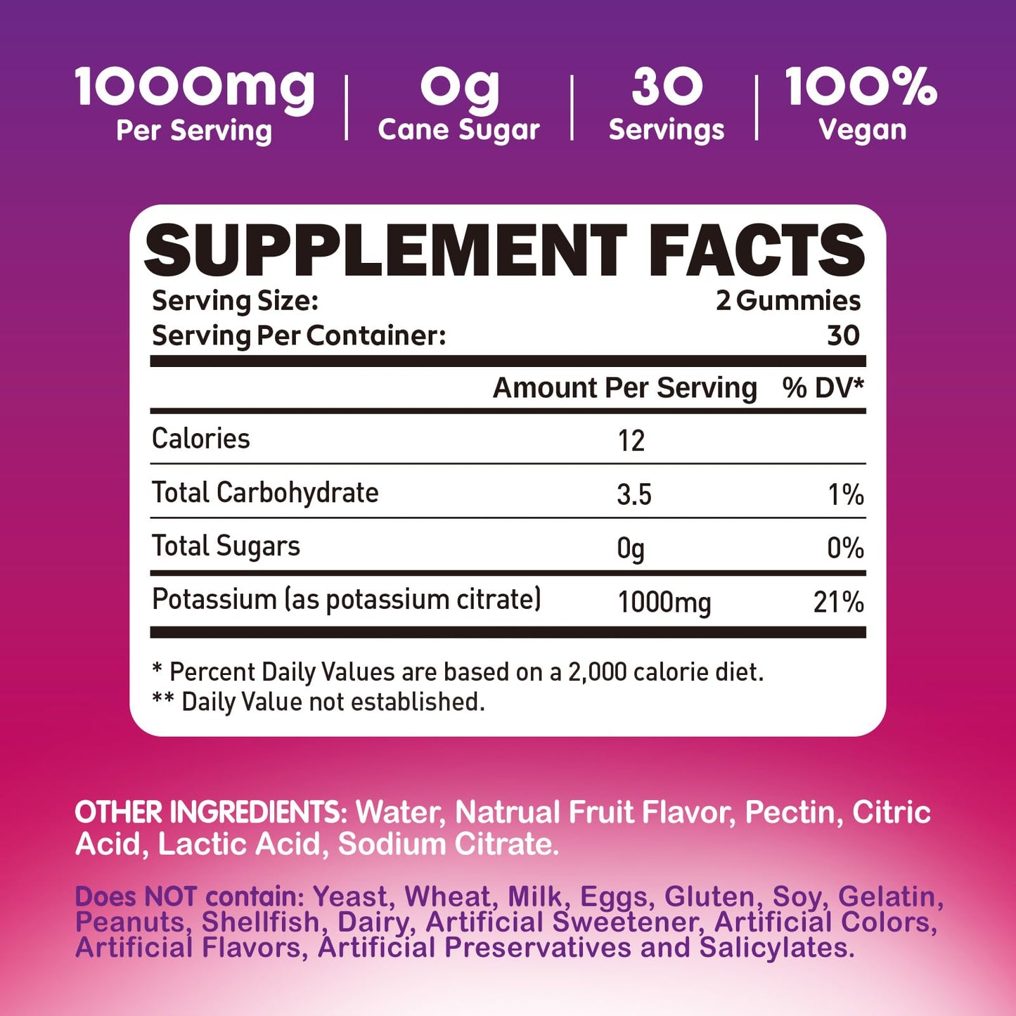 duwhot Potassium Citrate 1000mg Gummies – 120 Chewables | Leg Cramps & Muscle Health