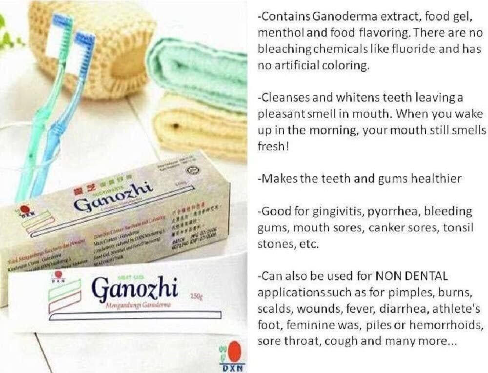 DXN Ganozhi Toothpaste + Nona Manis Coaster Pack (5 Boxes) – 150g Each