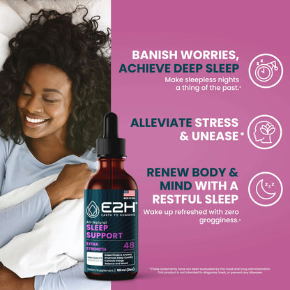 E2H Natural Sleep Support – Liquid Melatonin with Chamomile & L-Theanine (2 oz)