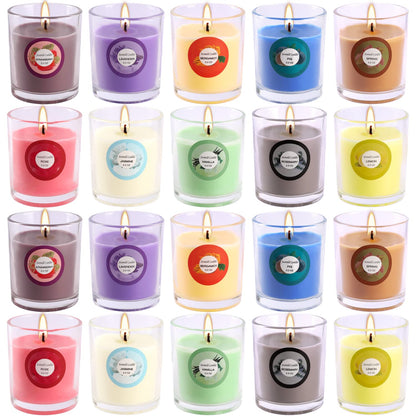 20 Pack Strong Scented Candles Gift Set – 10 Fragrances, Aromatherapy Soy Wax, Glass Jar