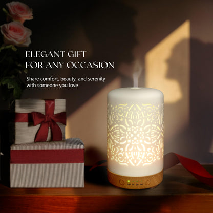 Earnest Living White Ceramic Essential Oil Diffuser 100ml – Auto Off, Timers & Night Light