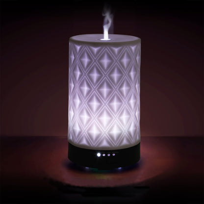 Earnest Living Ceramic Essential Oil Diffuser 100ml – 4 Timers, Auto Off, Night Lights