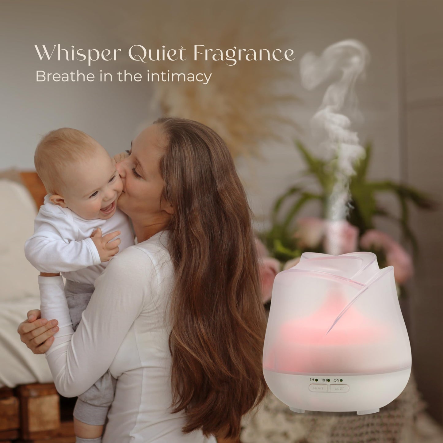 Earnest Living Rose Essential Oil Diffuser 150ml – USB Ultrasonic Humidifier, Frosted White
