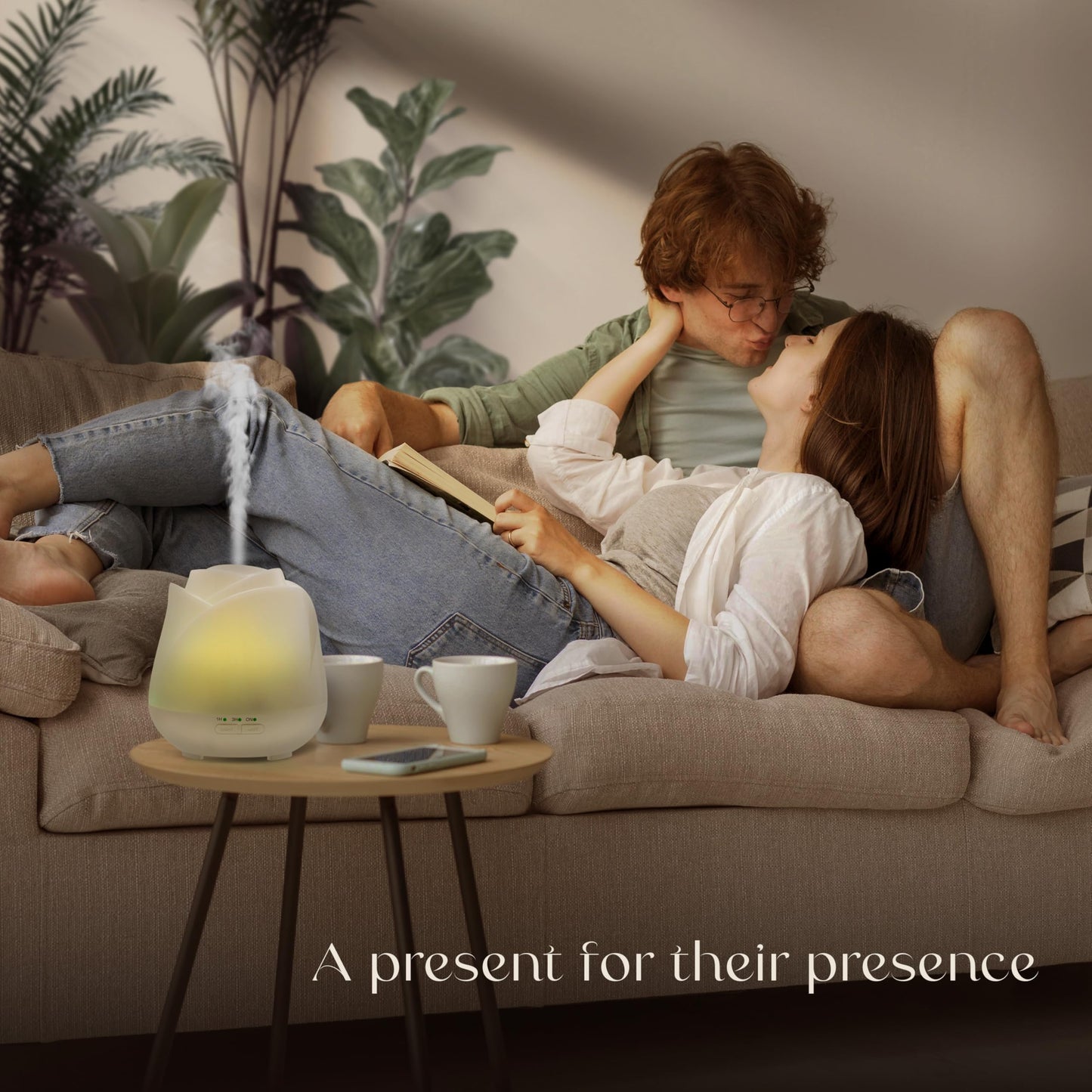Earnest Living Rose Diffuser 150ml – Mini USB Ultrasonic Humidifier, Quiet Night Light