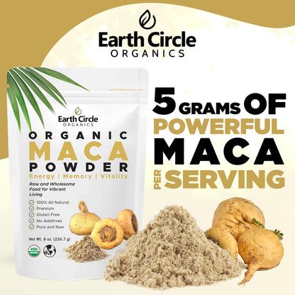 Earth Circle Organics Yellow Maca Root Powder – Natural Superfood, Vegan, 8 oz (2-pack)