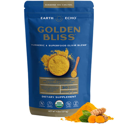 Earth Echo Golden Bliss - Golden Milk Powder with Turmeric and Ginger for Relaxation and Sleep | Organic, Vegan