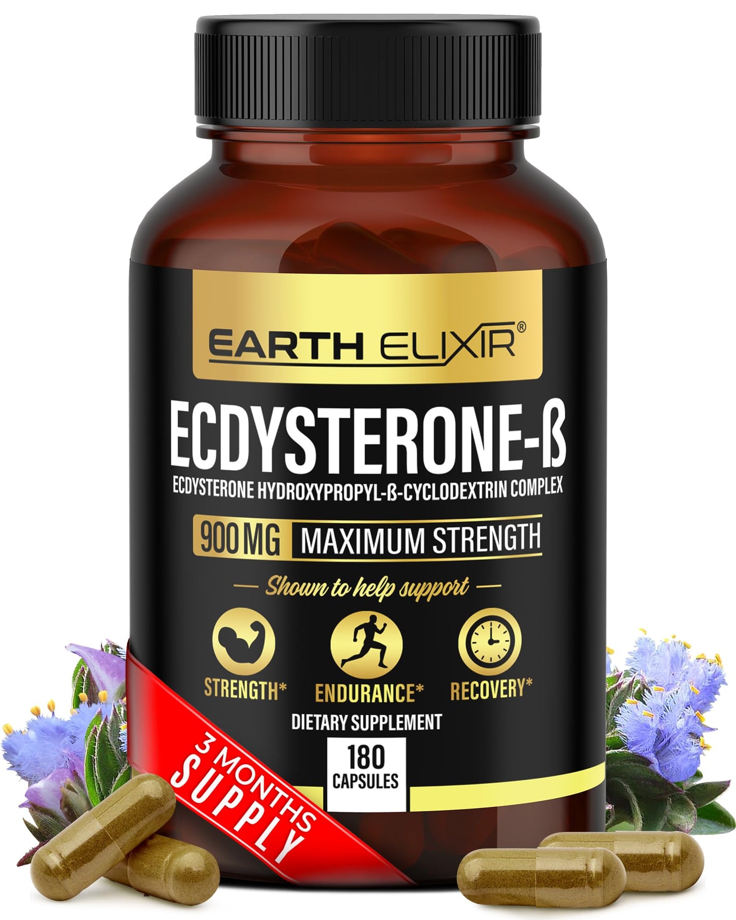 Earth Elixir Ecdysterone 900mg (180 Caps) – Made in USA | 95% Beta Ecdysterone