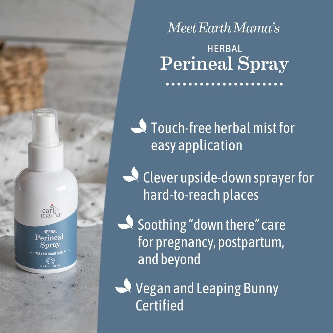 Earth Mama Herbal Perineal Spray – Pregnancy & Postpartum Cooling, Witch Hazel, 4 fl oz (2-pack)