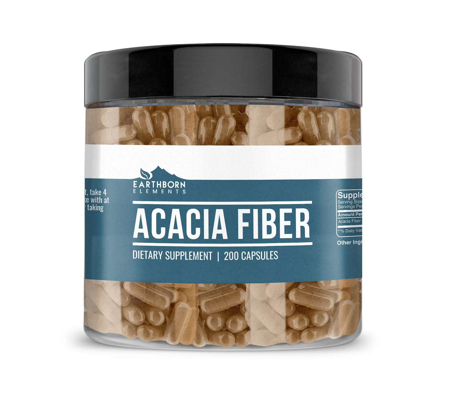Earthborn Elements Acacia Fiber 200 Capsules – Pure & Undiluted, No Additives