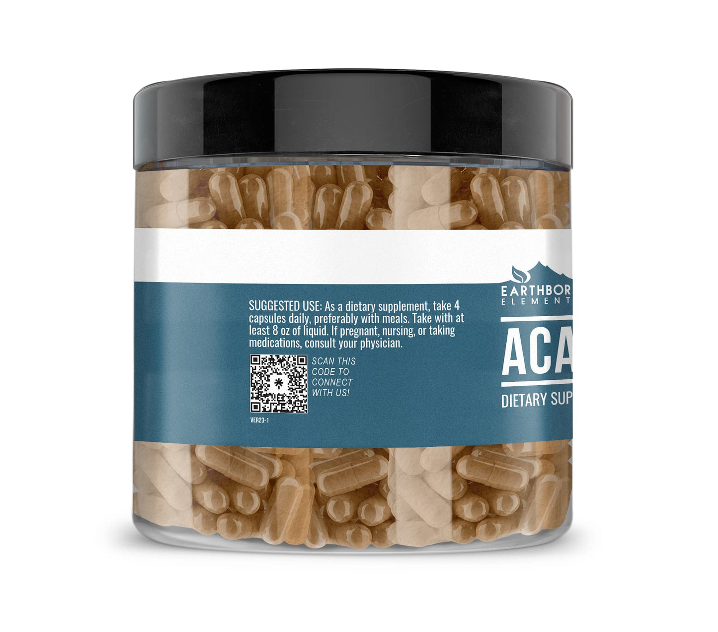 Earthborn Elements Acacia Fiber 200 Capsules – Pure & Undiluted, No Additives