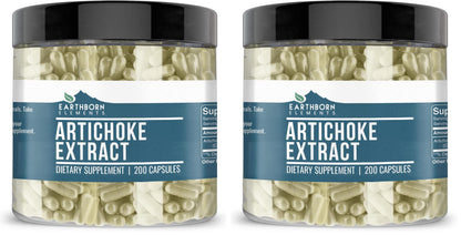 Earthborn Elements Artichoke Extract 200 Capsules – Pure & Undiluted, No Additives (Pack of 2)