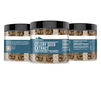 Earthborn Elements Celery Seed Extract 200 Capsules – Pure & Undiluted, No Additives