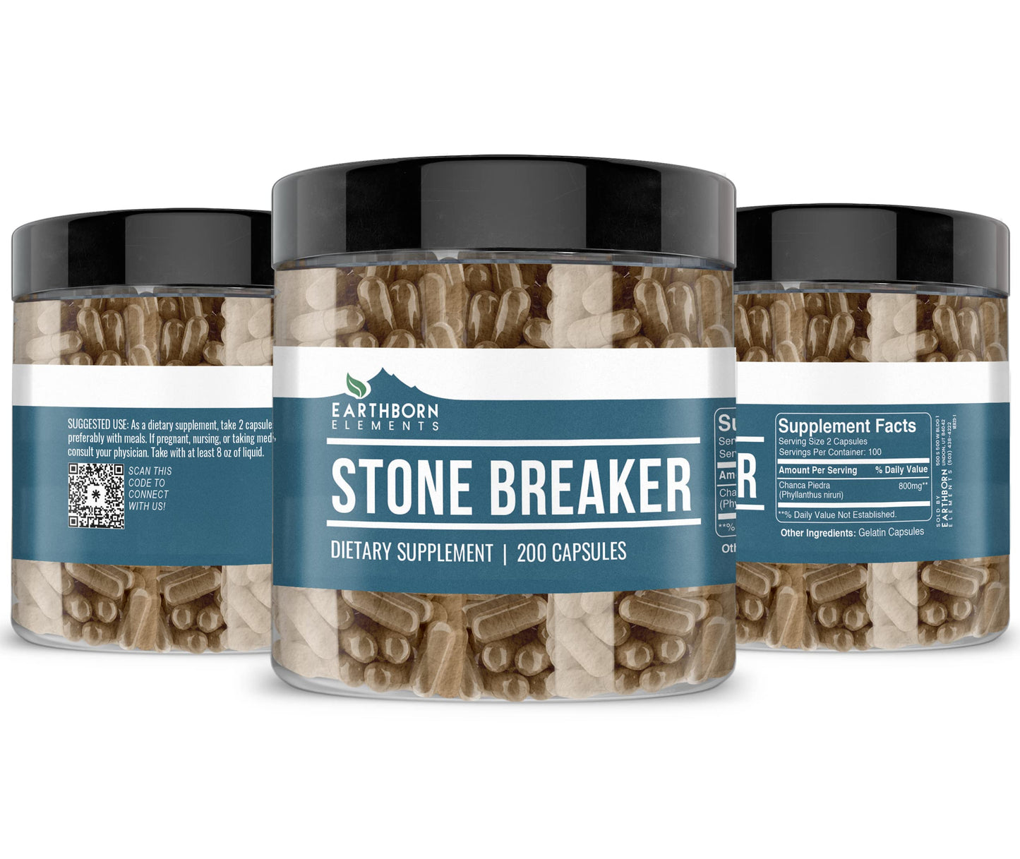 Earthborn Elements Chanca Piedra 200 Capsules – Pure Stone Breaker, No Additives