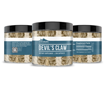 Earthborn Elements Devil’s Claw Extract 200 Capsules – Pure & Undiluted, No Additives (Pack of 2)