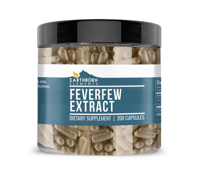 Earthborn Elements Feverfew Extract 200 Capsules – Pure & Undiluted, No Additives