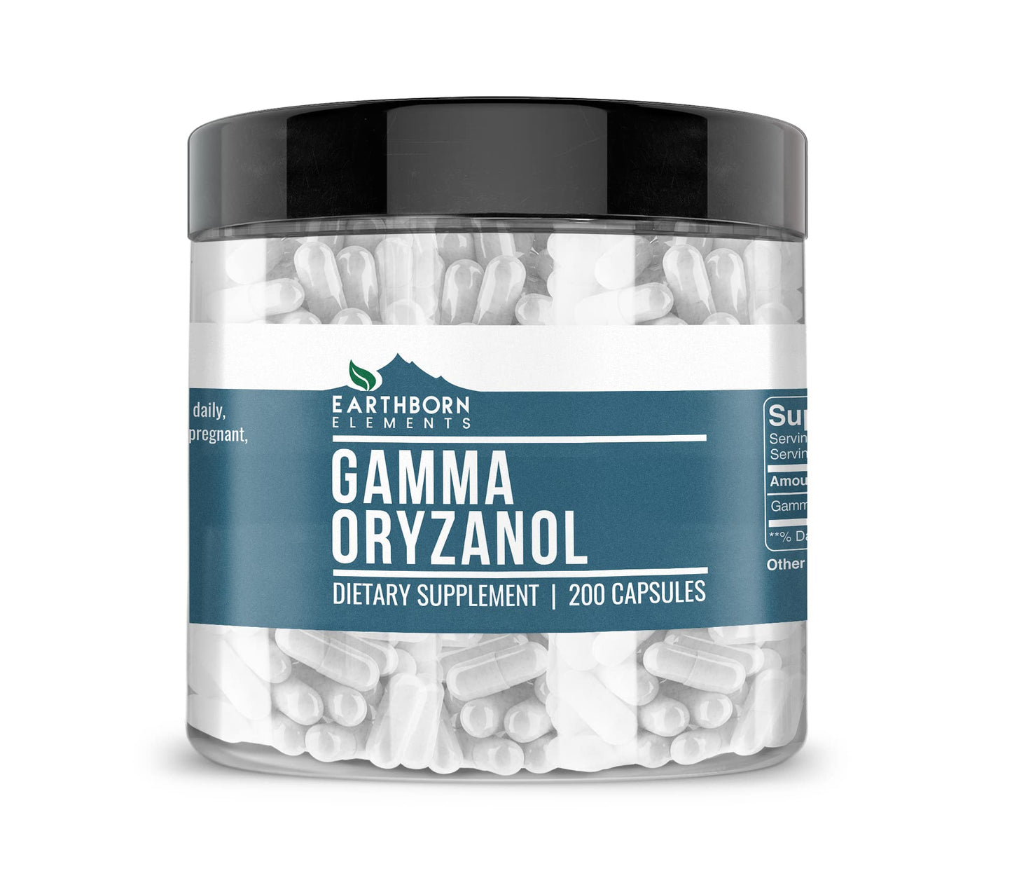 Earthborn Elements Gamma Oryzanol 200 Capsules | Pure, Undiluted, No Additives