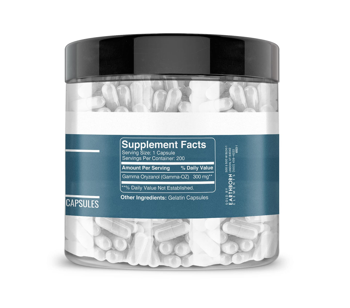 Earthborn Elements Gamma Oryzanol 200 Capsules | Pure, Undiluted, No Additives