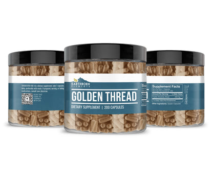 Earthborn Elements Golden Thread Capsules – 200 Count, Pure & Undiluted