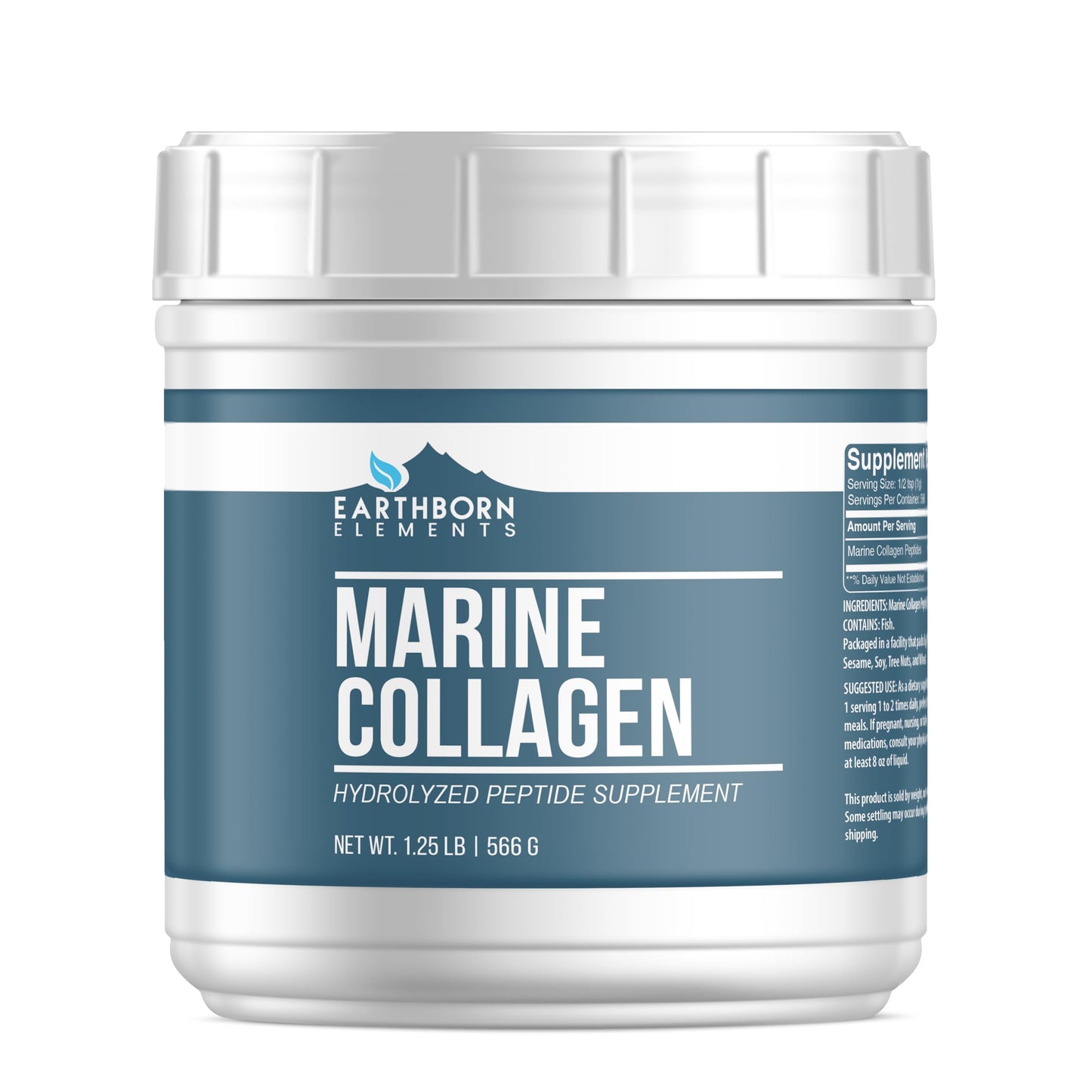 Earthborn Elements Hydrolyzed Marine Collagen Peptides Powder – 1.25 lb, Pure & Undiluted