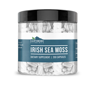 Earthborn Elements Irish Sea Moss 200 Capsules – Pure & Undiluted, No Additives