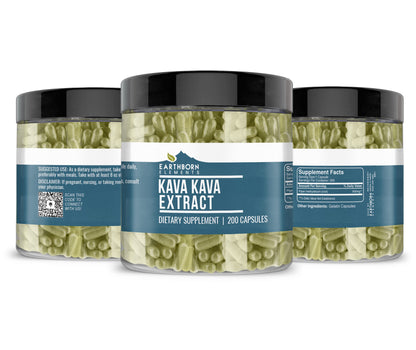 Earthborn Elements Kava Kava Extract, 200 Capsules – Pure & Undiluted, No Additives