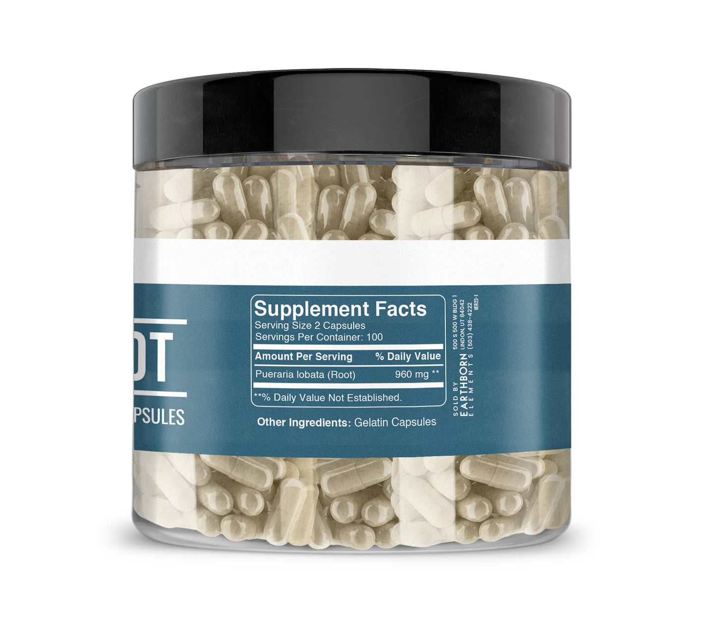 Earthborn Elements Kudzu Root 200 Capsules, Pure & Undiluted, No Additives