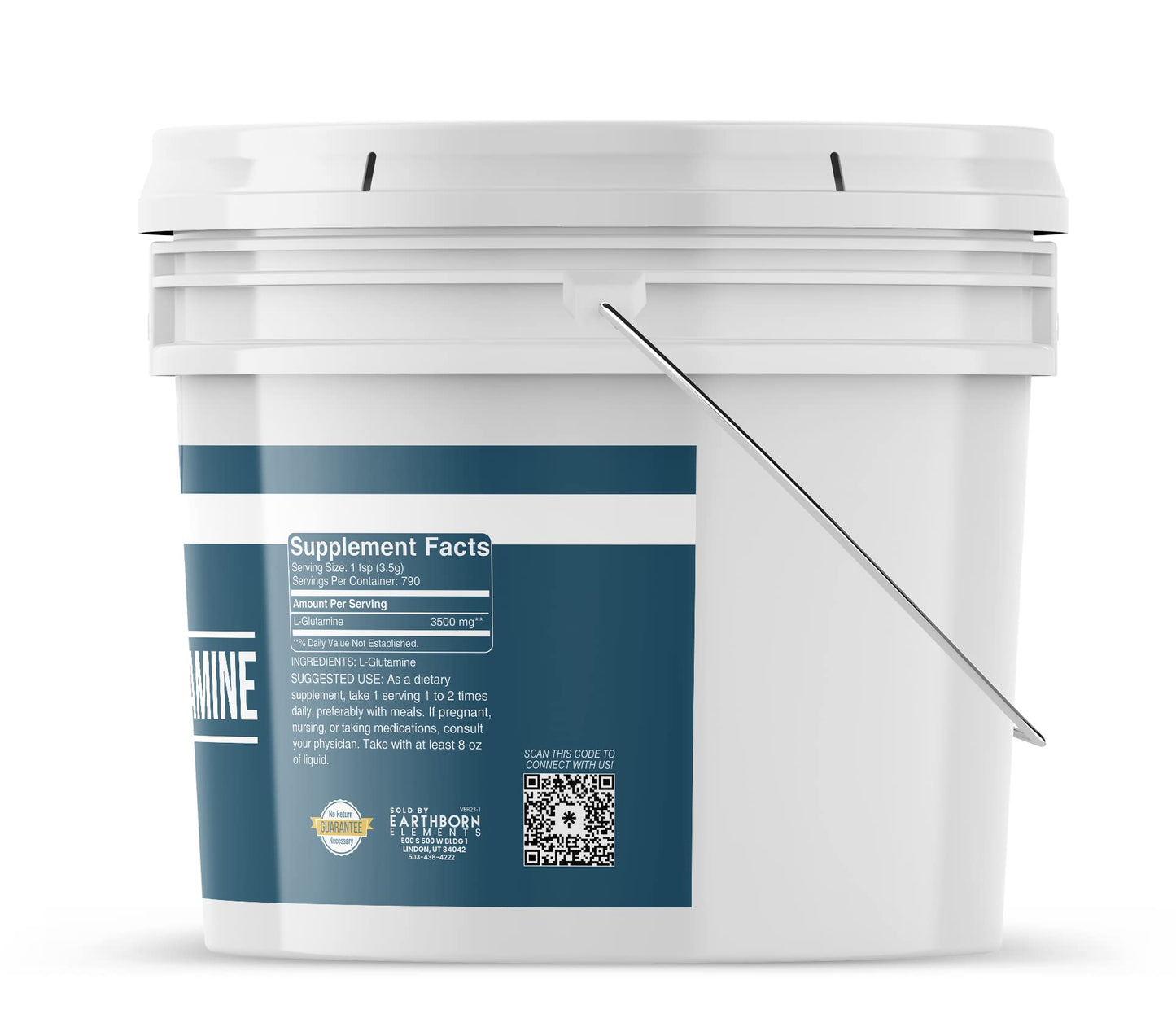Earthborn Elements L-Glutamine 1 Gallon Bucket - Pure & Undiluted Dietary Supplement