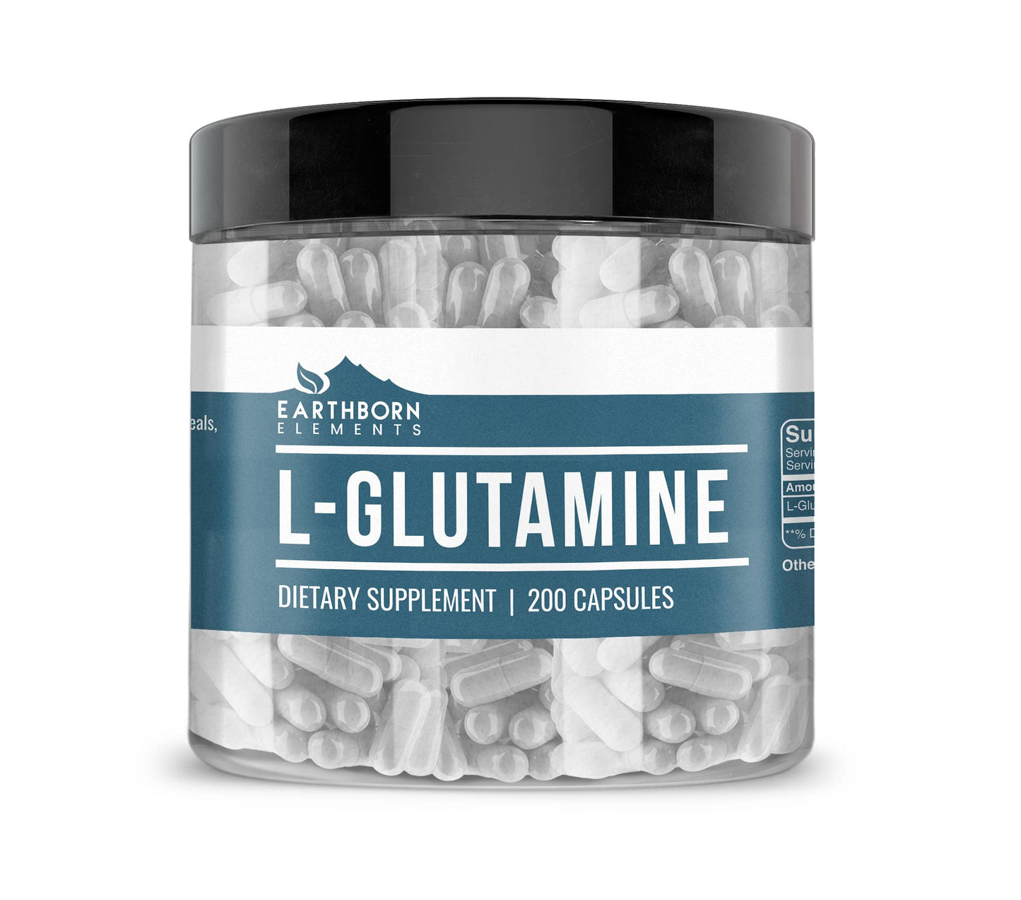 Earthborn Elements L-Glutamine 200 Capsules – Pure & Undiluted, No Additives