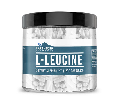 Earthborn Elements L-Leucine 200 Capsules – Pure, Undiluted, No Additives