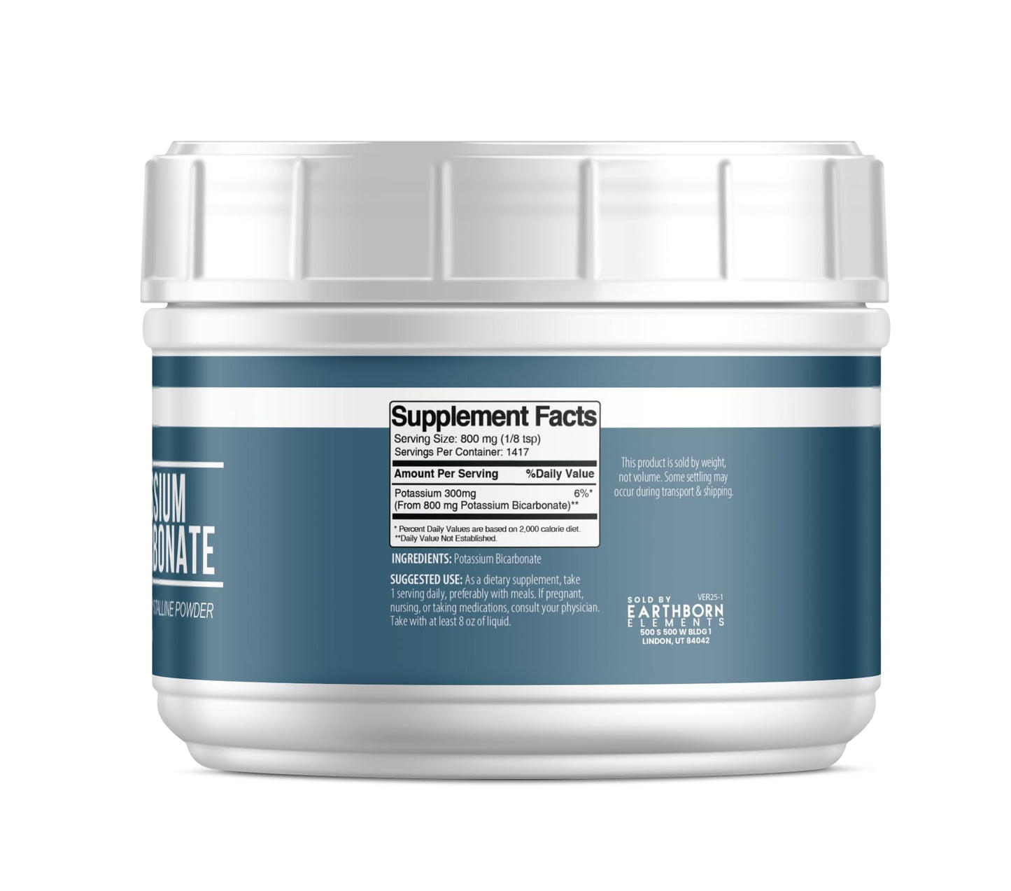 Earthborn Elements Potassium Bicarbonate (2.5 lb) – Mess-Free Tub, Pure & Undiluted