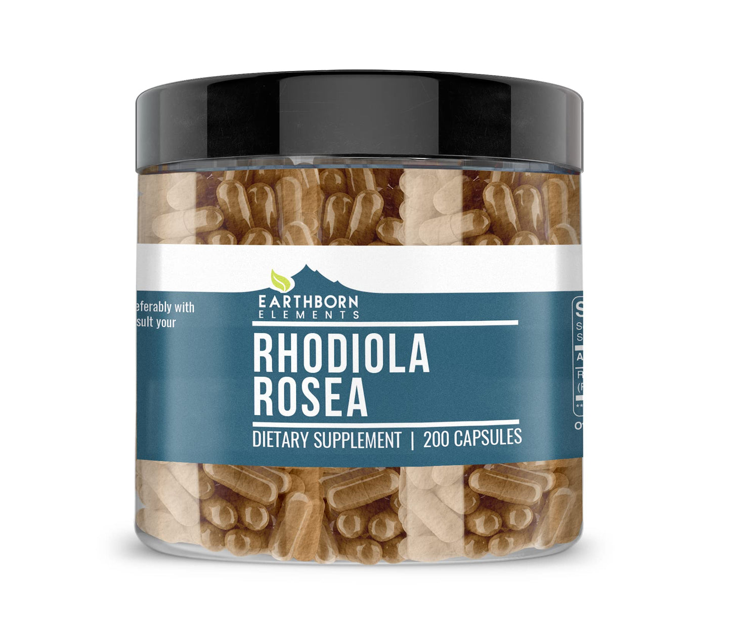 Earthborn Elements Rhodiola Rosea Root Extract - 200 Capsules | Pure & Undiluted