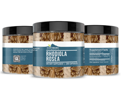 Earthborn Elements Rhodiola Rosea Root Extract - 200 Capsules | Pure & Undiluted