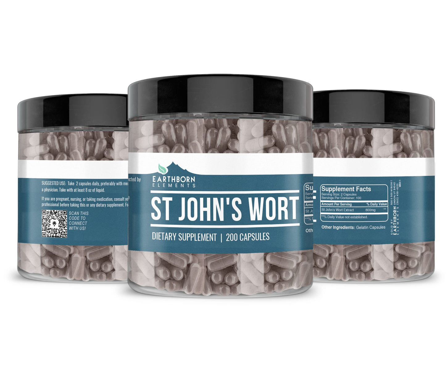 Earthborn Elements St. John’s Wort 200 Capsules – Pure & Undiluted