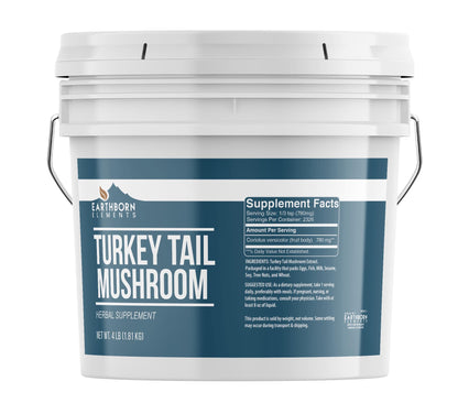 Earthborn Elements Turkey Tail Mushroom Powder – 1 Gallon Bucket, Pure & Undiluted