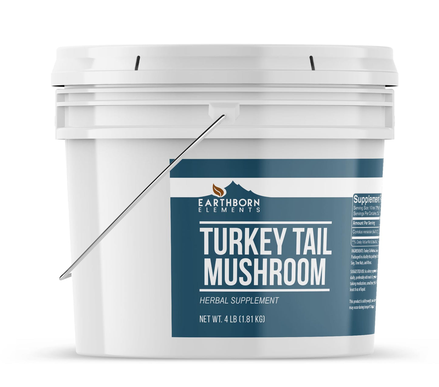Earthborn Elements Turkey Tail Mushroom Powder – 1 Gallon Bucket, Pure & Undiluted