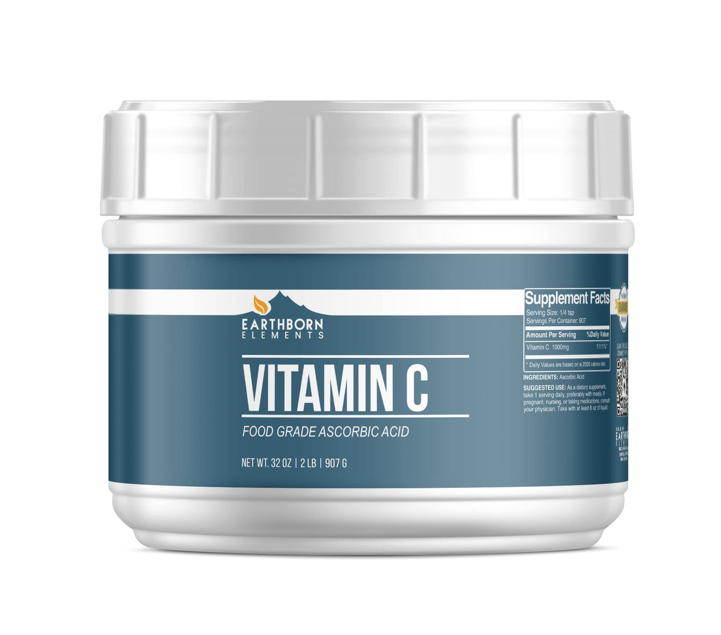 Earthborn Elements Vitamin C Powder (2 lb), Ascorbic Acid, Supplement & Cleaner