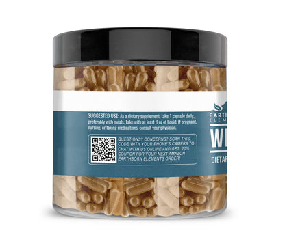 Earthborn Elements Willow Bark Extract Capsules (200 Count) - Pure & Undiluted, No Additives