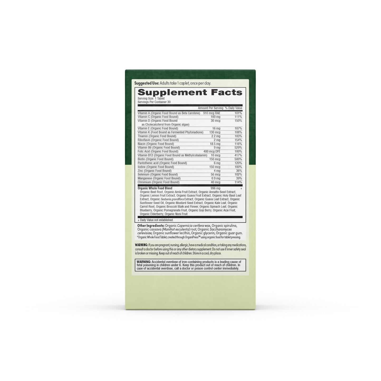 EarthFirst Organic Men's Multivitamin - Whole-Food, Once Daily, 19 Vitamins - 30 Count